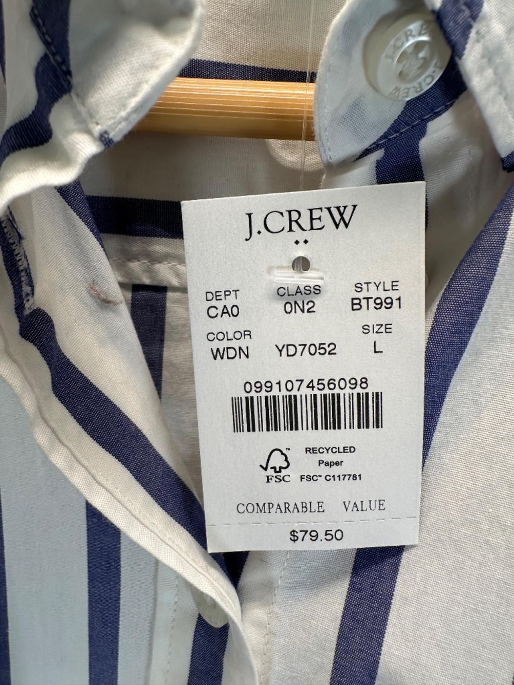 NEW J. Crew Factory Classic Bold Stripe Shirt Women's L Business Nautical 2024 - Picture 14 of 16
